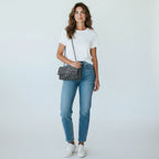 Chanel Tweed Classic Double Flap Bag Silver Hardware Black and White Medium