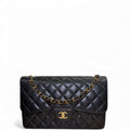 Chanel Caviar Double Flap Shoulder Bag Black Jumbo