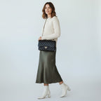 Chanel Caviar Double Flap Shoulder Bag Black Jumbo