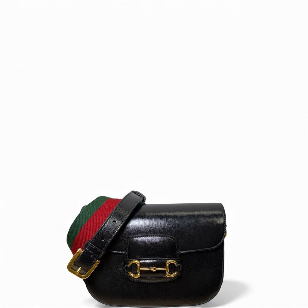 Gucci Horsebit 1955 Leather Shoulder Bag Black Small