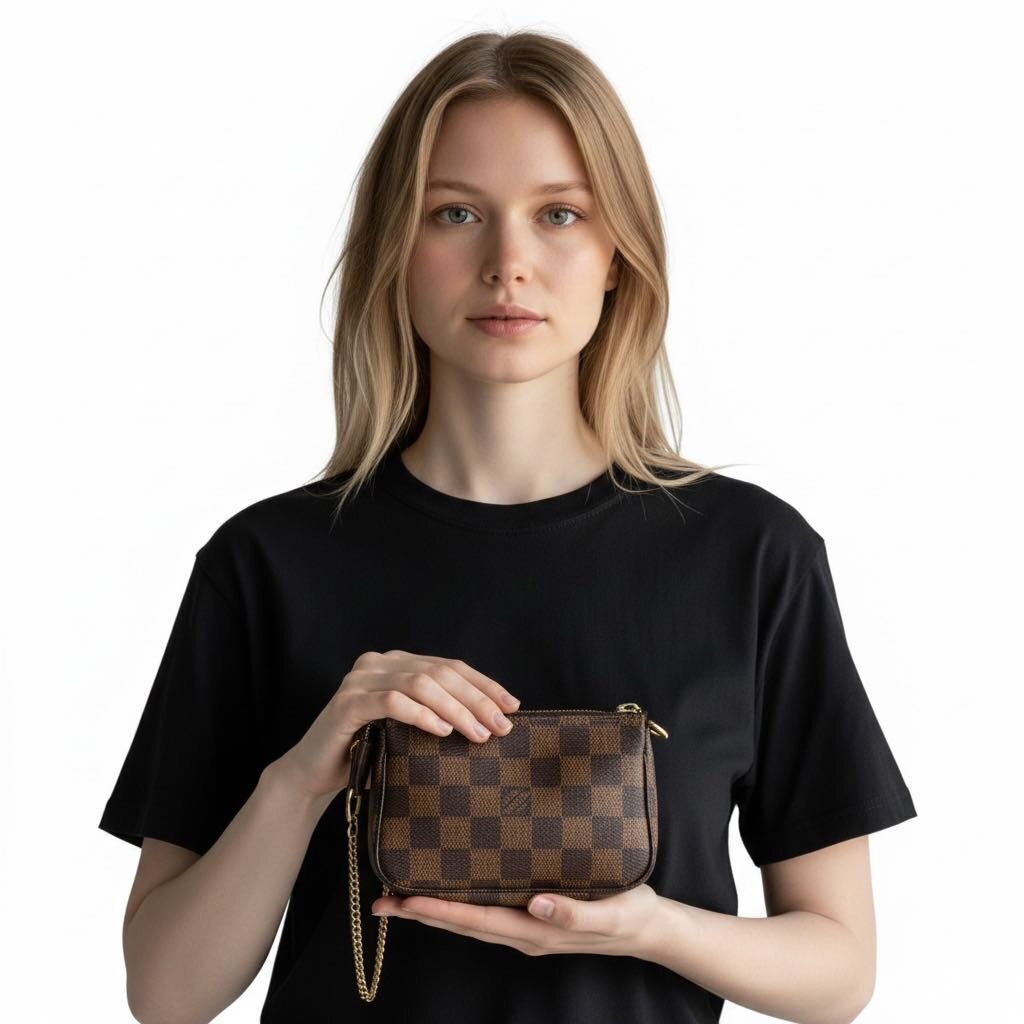 Louis Vuitton Damier Check Chain Pochette Ebene Mini
