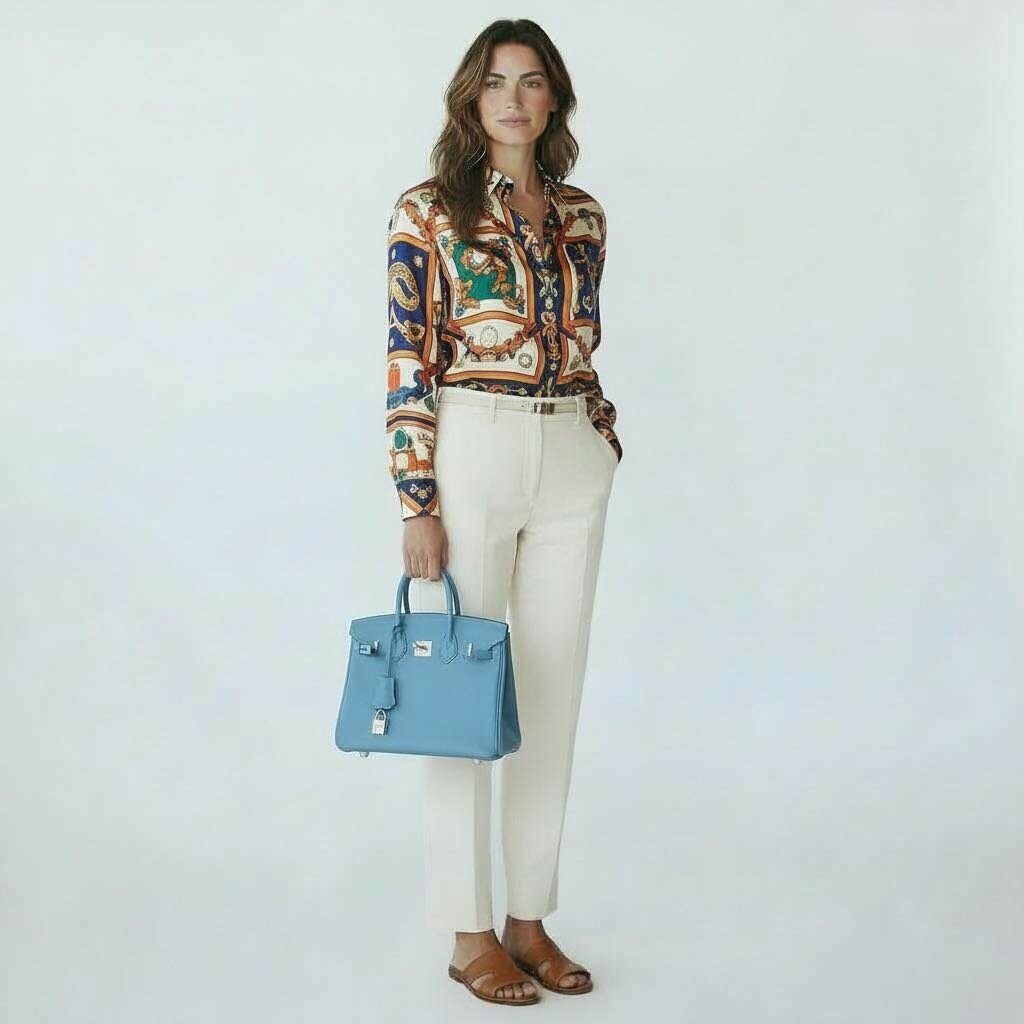 Hermes Sellier Epsom Birkin Celeste 25