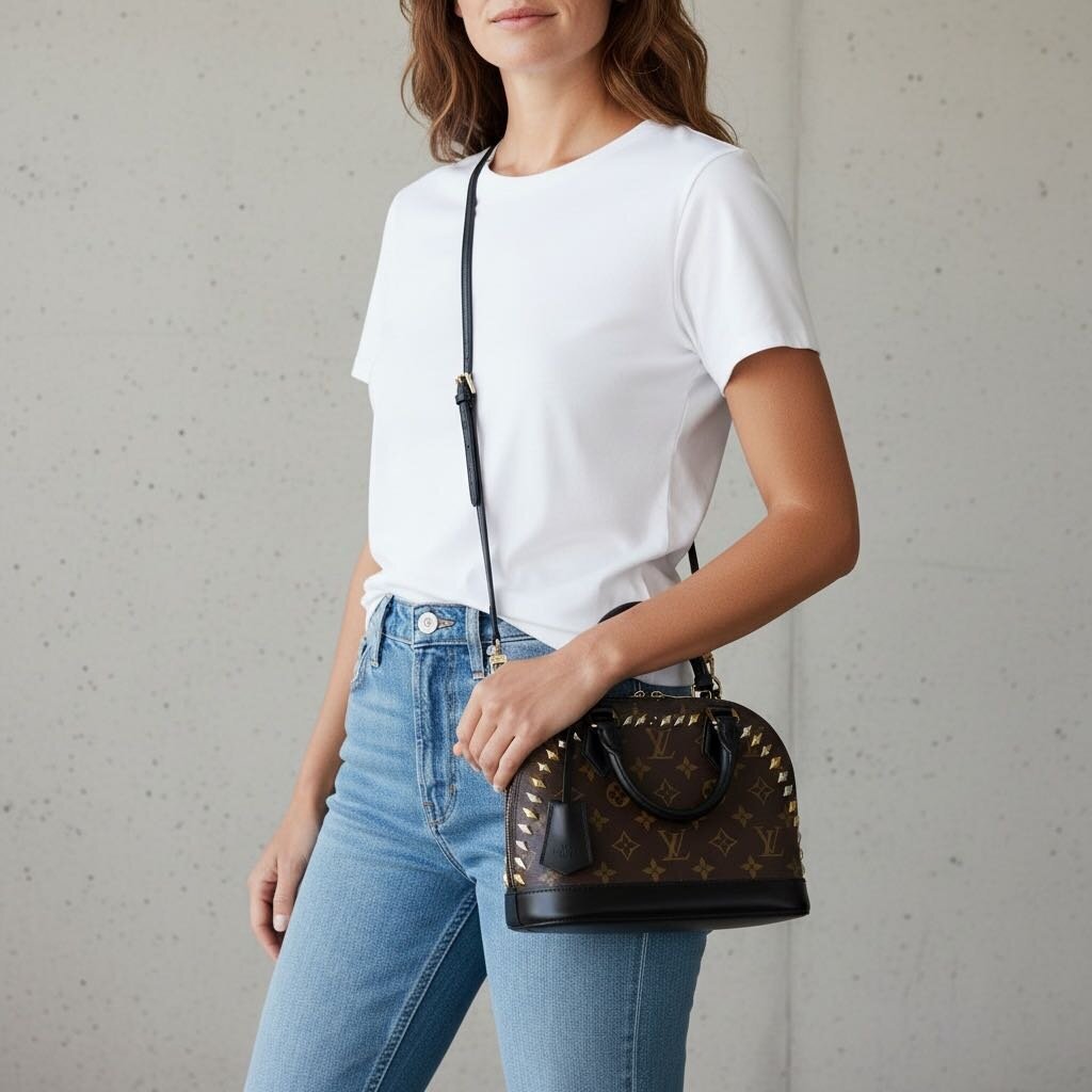 Louis Vuitton Macassar Studded Alma Monogram BB