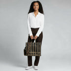 Fendi FF Sunshine Pequin Bucket Tote Bag Brown Large