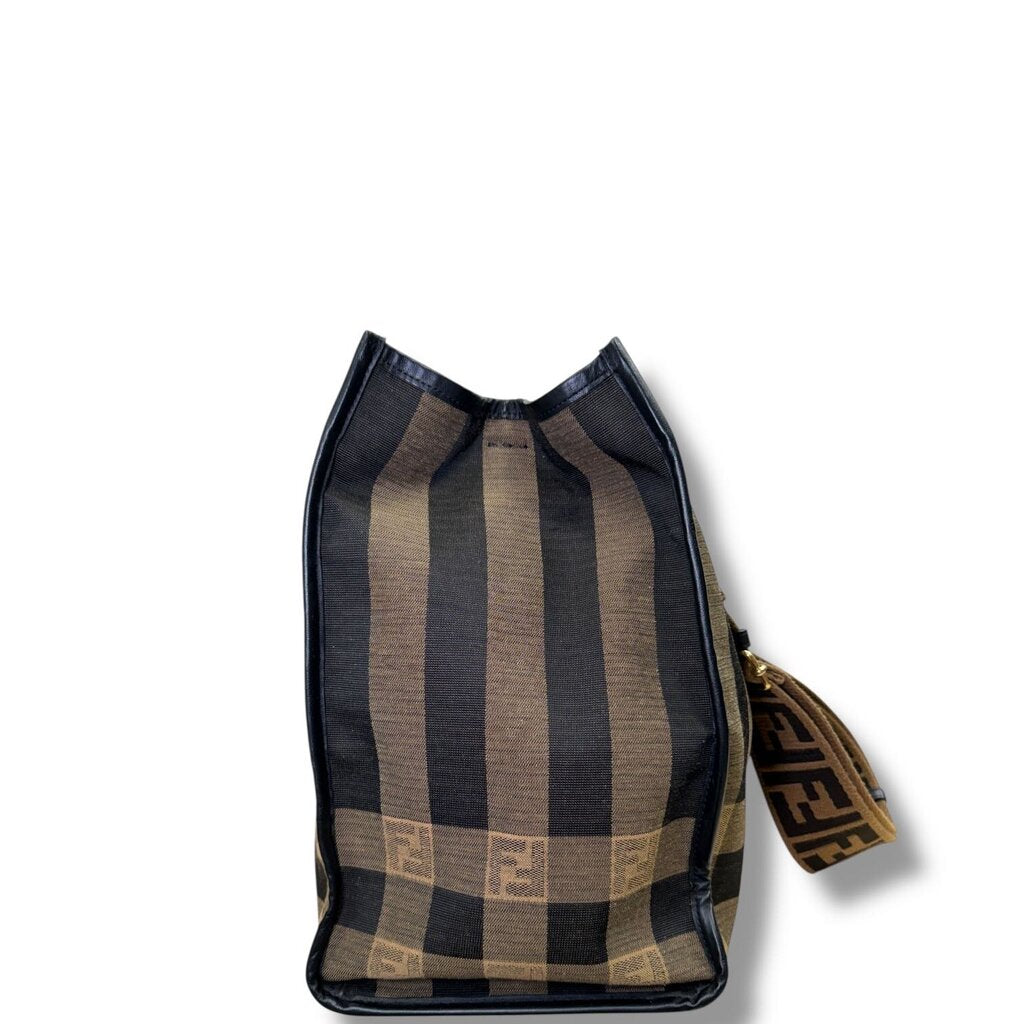 Fendi FF Sunshine Pequin Bucket Tote Bag Brown Large