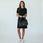 Chanel Double Flap Lambskin Shoulder Bag Black Jumbo