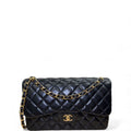 Chanel Double Flap Lambskin Shoulder Bag Black Jumbo