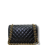 Chanel Double Flap Lambskin Shoulder Bag Black Jumbo
