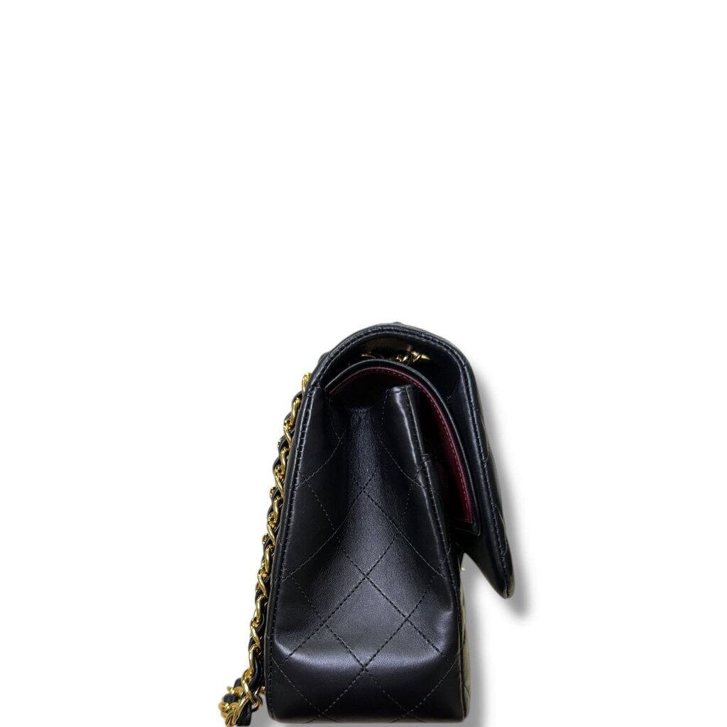 Chanel Double Flap Lambskin Shoulder Bag Black Jumbo