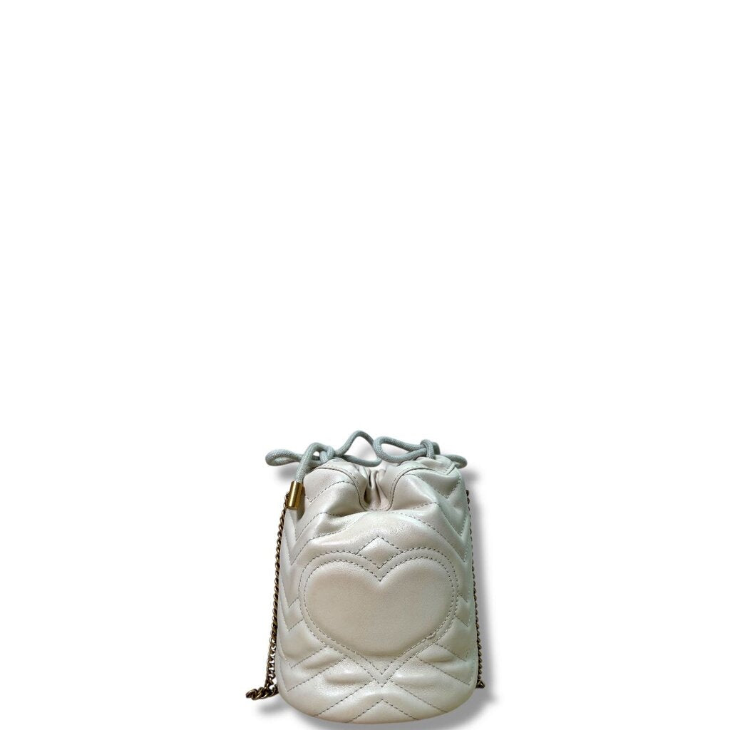 Gucci Calfskin Matelasse GG Marmont Bag White Mini