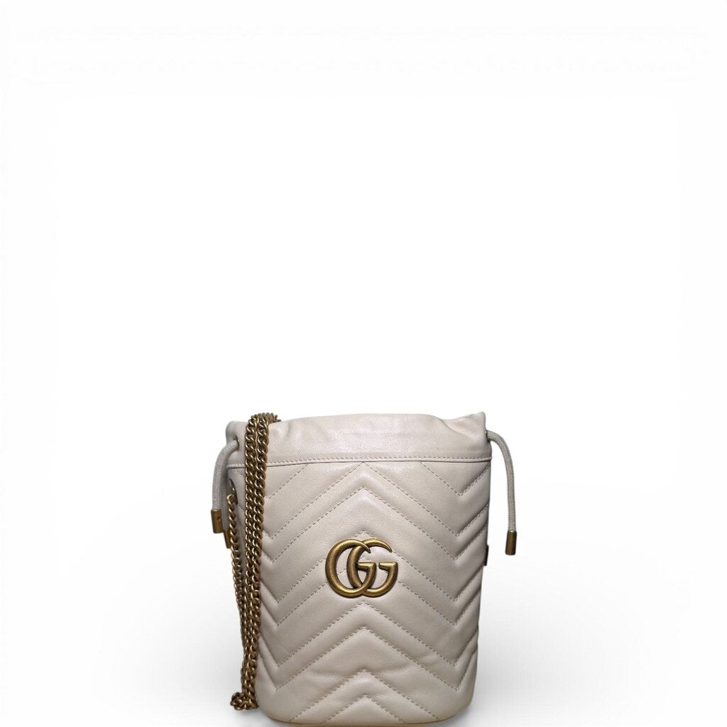 Gucci Calfskin Matelasse GG Marmont Bag White Mini