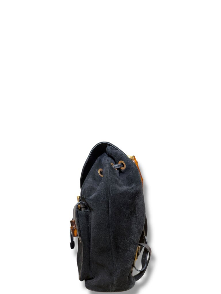 Gucci Suede Bamboo Backpack Black