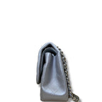 Chanel Lambskin Metallic Double Flap Leather Shoulder Silver Jumbo