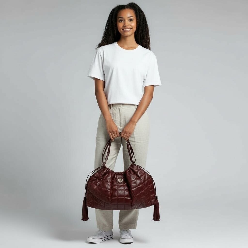 Gucci Calfskin Quilted Deco Tote Bag Bordeaux Medium