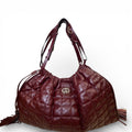 Gucci Calfskin Quilted Deco Tote Bag Bordeaux Medium