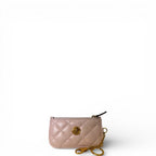 Versace Quilted Lambskin Leather Keychain Wallet Pink