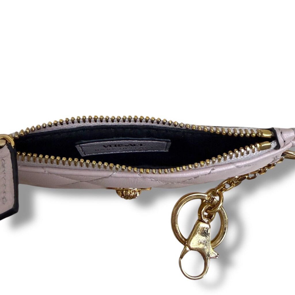 Versace Quilted Lambskin Leather Keychain Wallet Pink