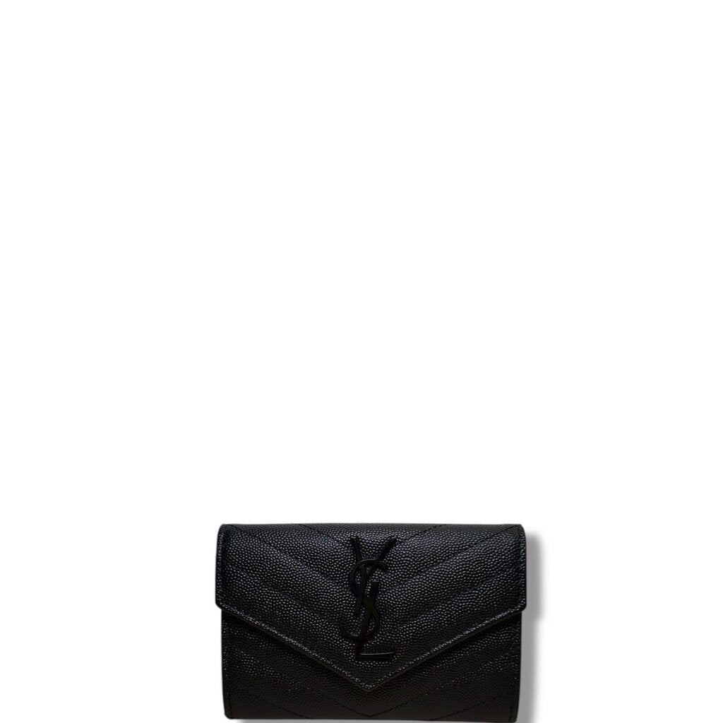 Saint Laurent YSL Flap Chevron Wallet Black