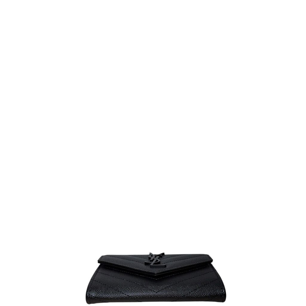 Saint Laurent YSL Flap Chevron Wallet Black