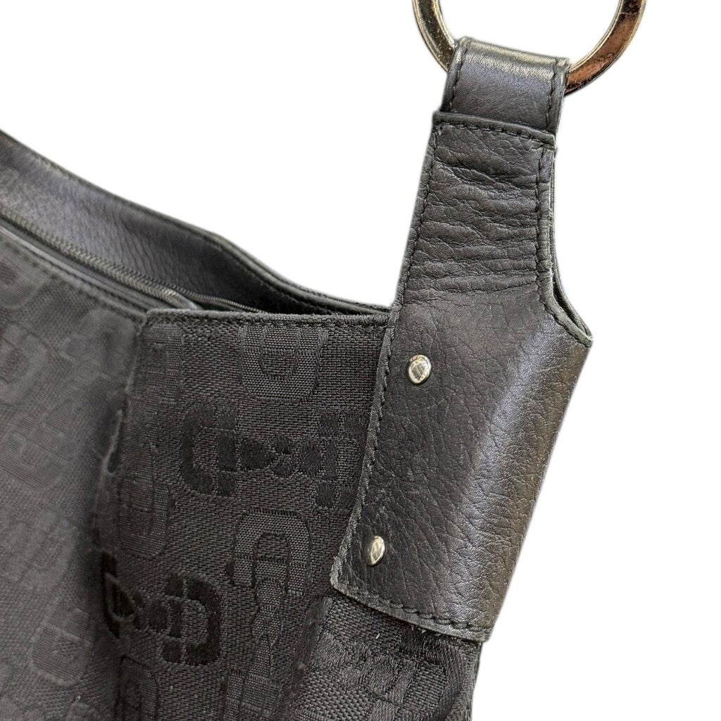 Gucci Horsebit Classic Ring Hobo Bag Black