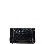 Chanel Classic Double Flap Patent Bag Gold Hardware Black Medium