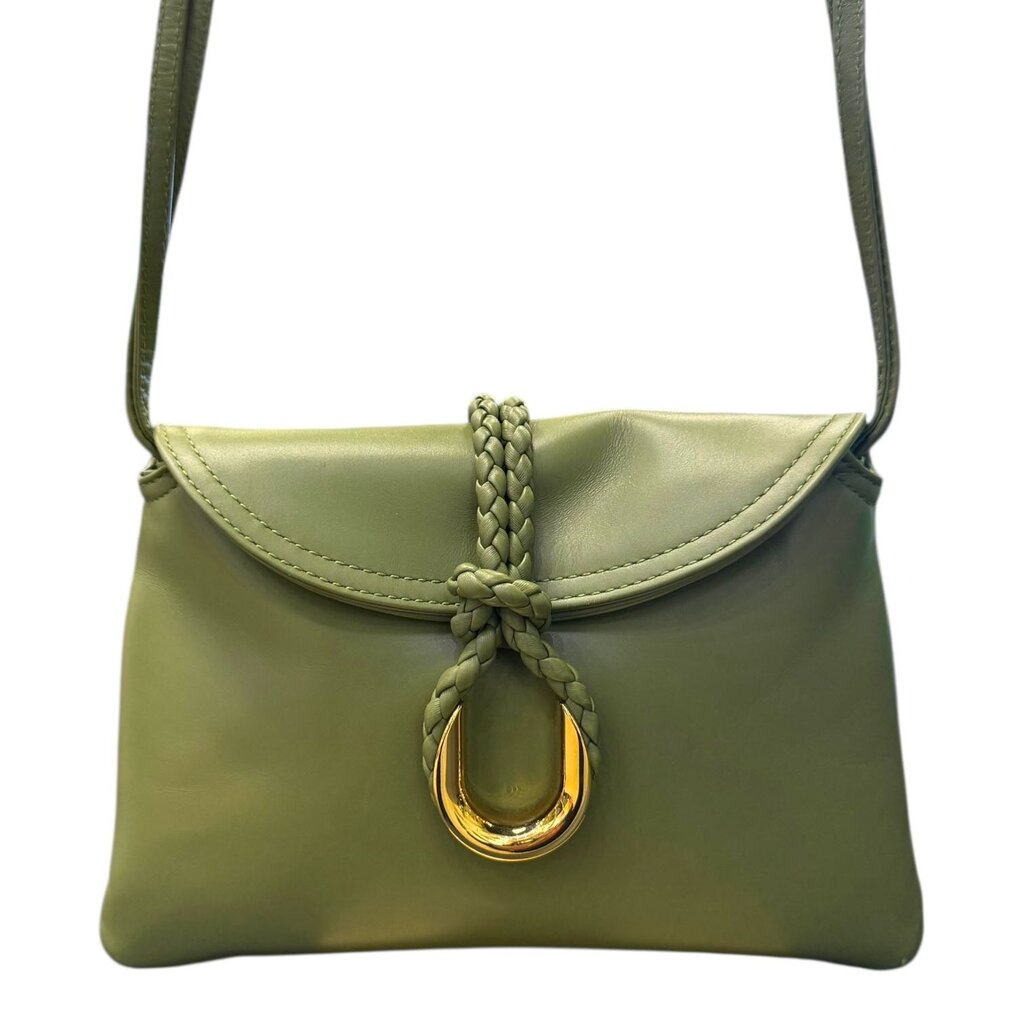 Bottega Veneta Liberta Leather Crossbody Bag Matcha Baby