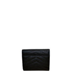 Saint Laurent YSL Cassandre Matelasse Compact Trifold Grain de Poudre Leather Wallet Black