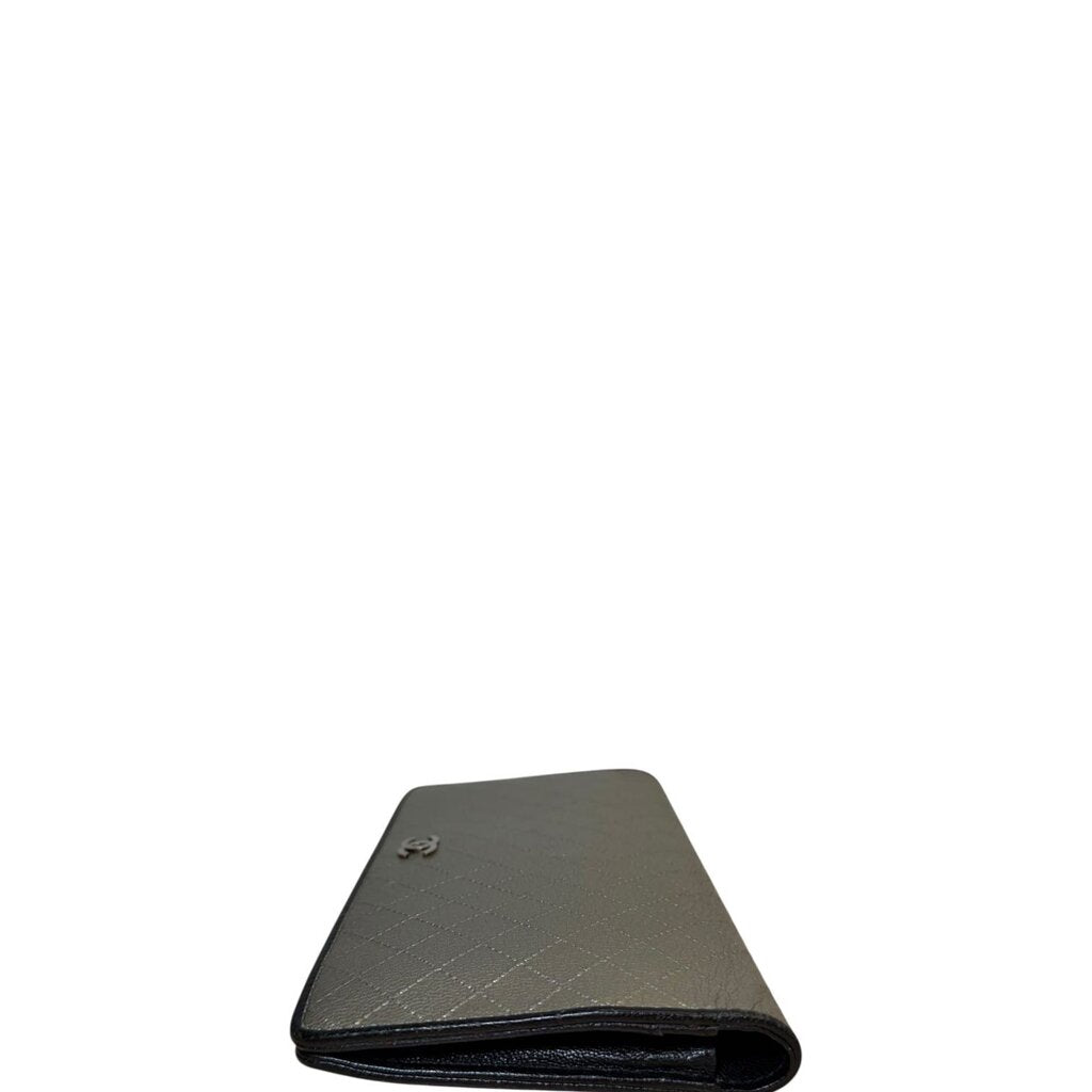 Chanel Quilted Leather L Yen Wallet Metallic