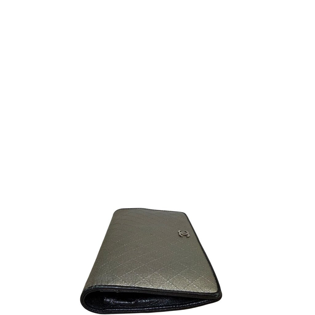 Chanel Quilted Leather L Yen Wallet Metallic