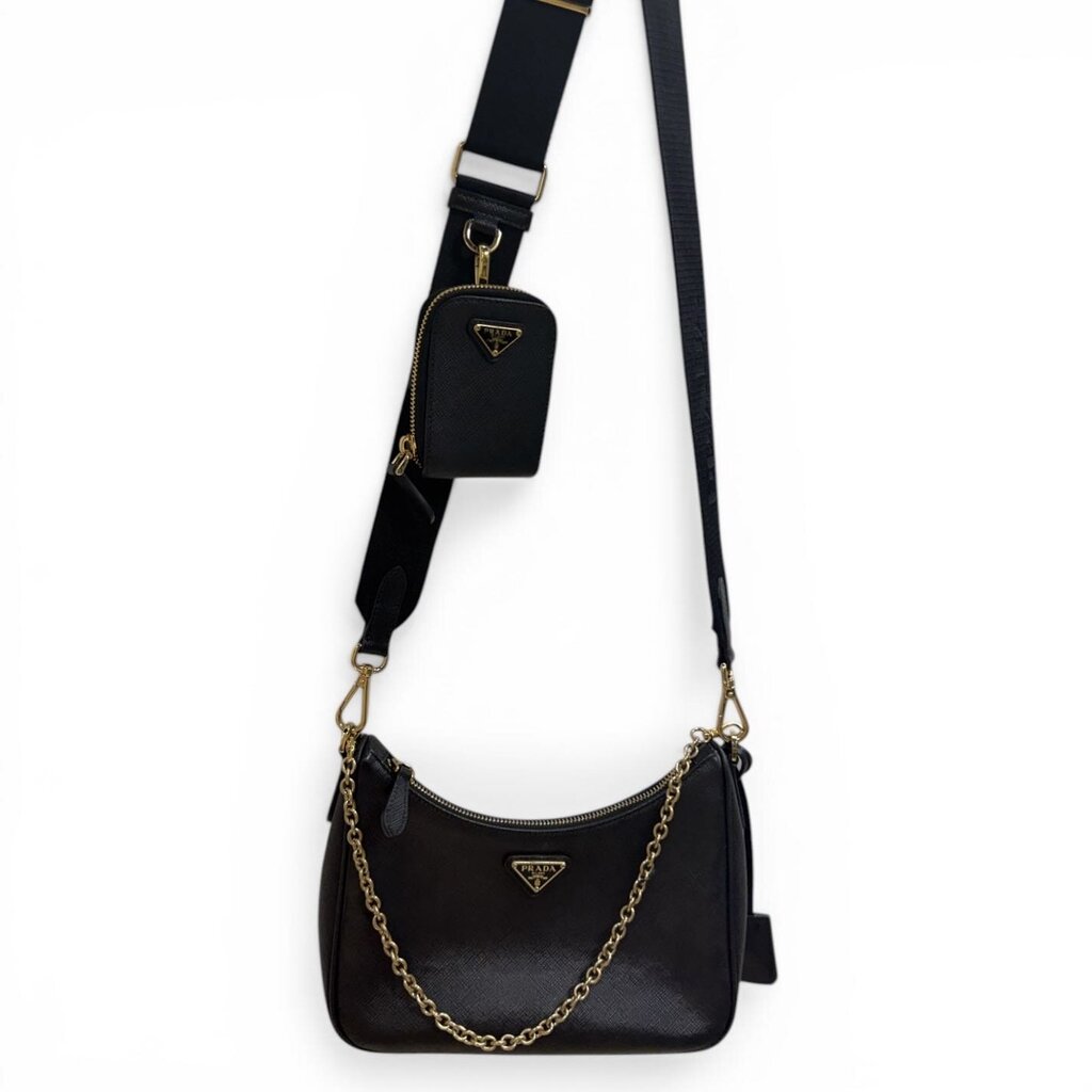 Prada Saffiano Re-Edition 2005 Shoulder Bag Black