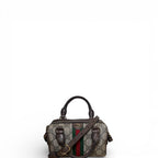Gucci GG Supreme Monogram Textured Dollar Calfskin Web Ophidia Top Handle Boston Bag Supreme Mini