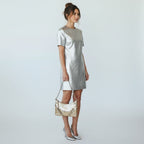 Givenchy Voyou Metallic Leather Shoulder Bag Platinum