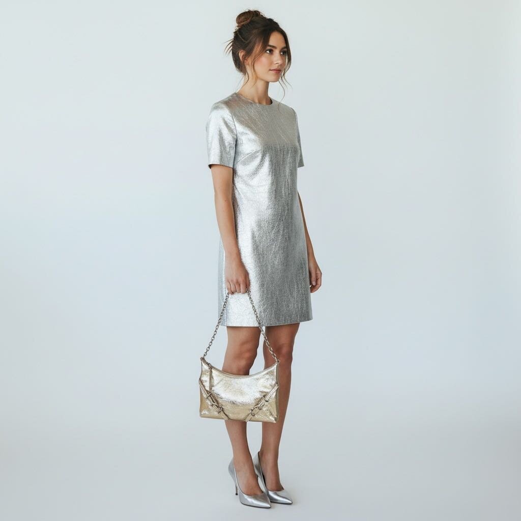 Givenchy Voyou Metallic Leather Shoulder Bag Platinum