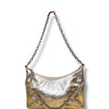 Givenchy Voyou Metallic Leather Shoulder Bag Platinum
