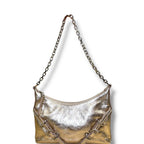 Givenchy Voyou Metallic Leather Shoulder Bag Platinum