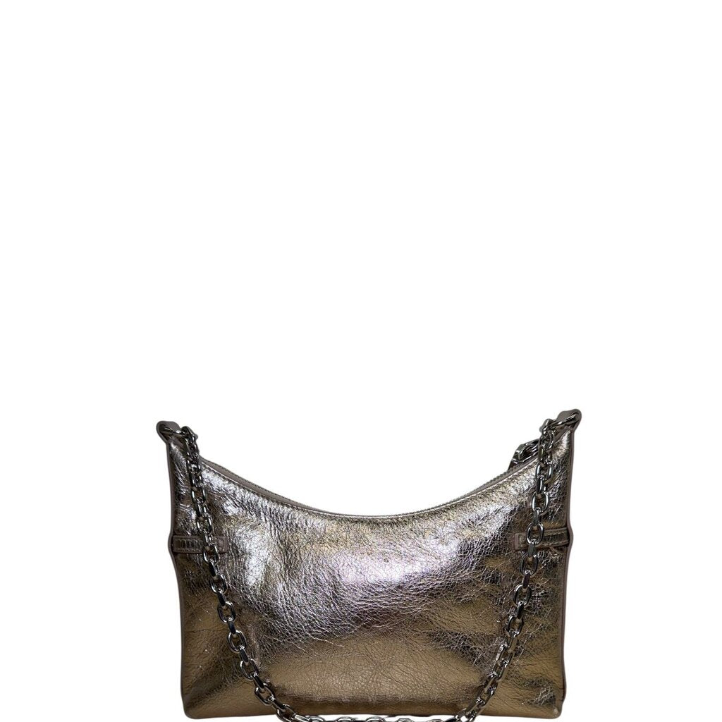 Givenchy Voyou Metallic Leather Shoulder Bag Platinum