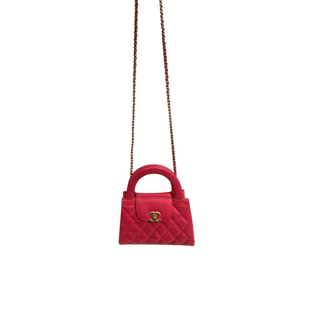Chanel 24P Kelly Top Handle Chain Bag Coral Pink Mini