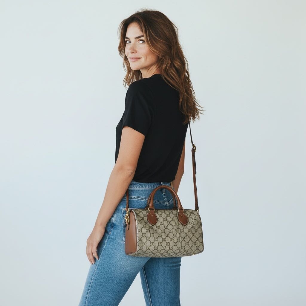 Gucci GG Supreme Top Handle Bag Brown