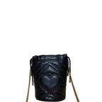 Gucci Calfskin Matelasse GG Marmont Bucket Bag Black Mini