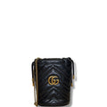 Gucci Calfskin Matelasse GG Marmont Bucket Bag Black Mini