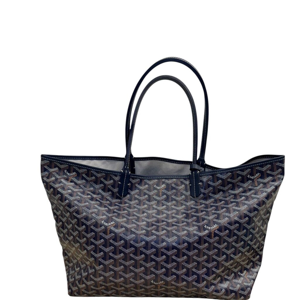 Goyard Saint Louis Canvas Leather Tote Navy Marine PM