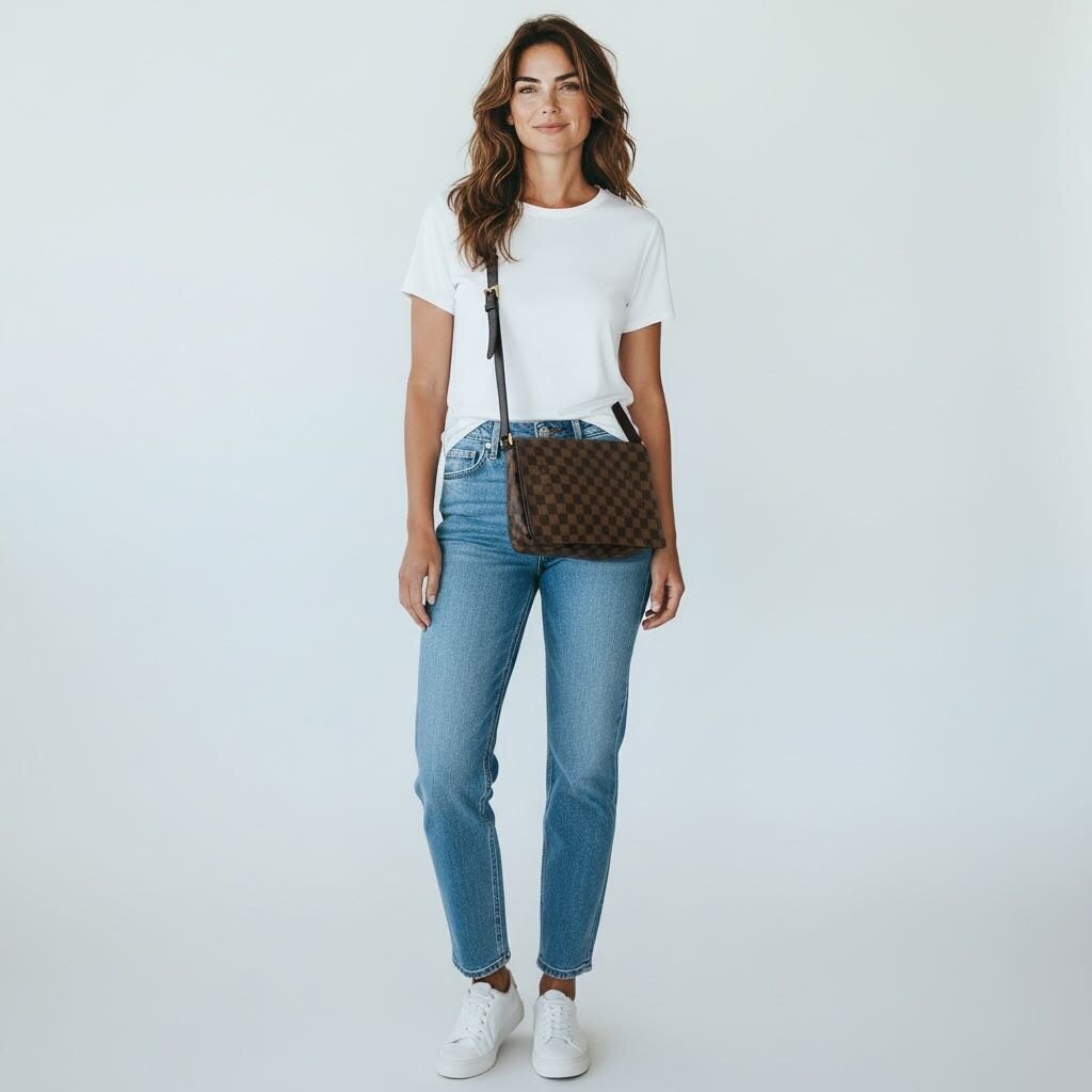 Louis Vuitton Damier Musette Tango Shoulder Bag Ebene