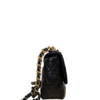 Chanel 19 Shiny Lambskin Gold-Tone Silver-Tone & Ruthenium-Finish Metal Hardware Black Medium