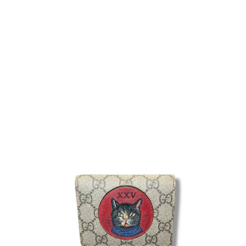 Gucci Mystic Cat GG Supreme Canvas Wallet Red
