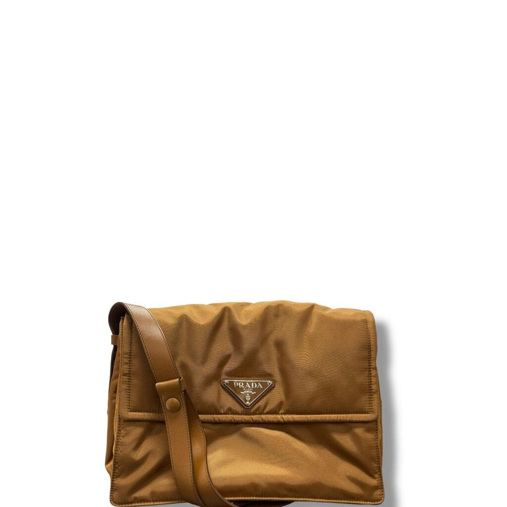 Prada Re Nylon Padded Traveller Shoulder Bag Medium Brandy