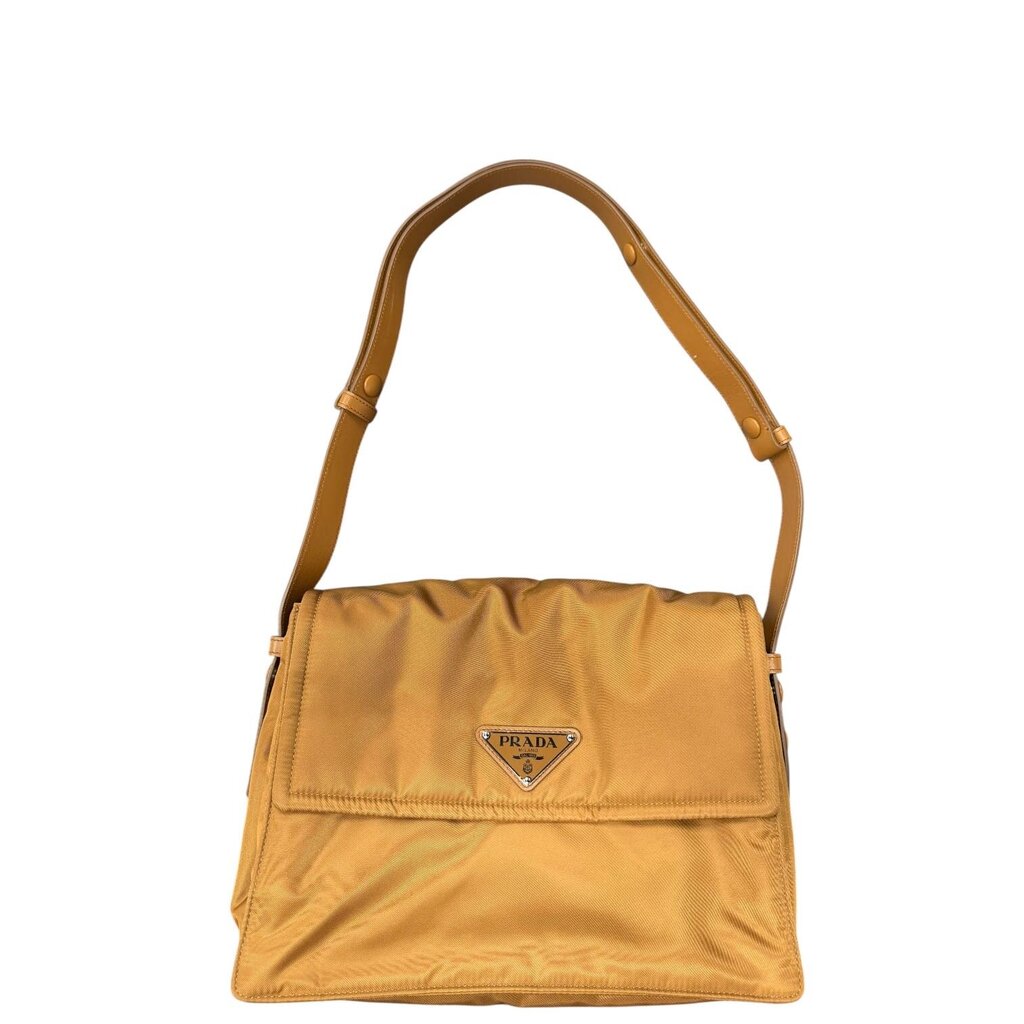 Prada Re Nylon Padded Traveller Shoulder Bag Medium Brandy