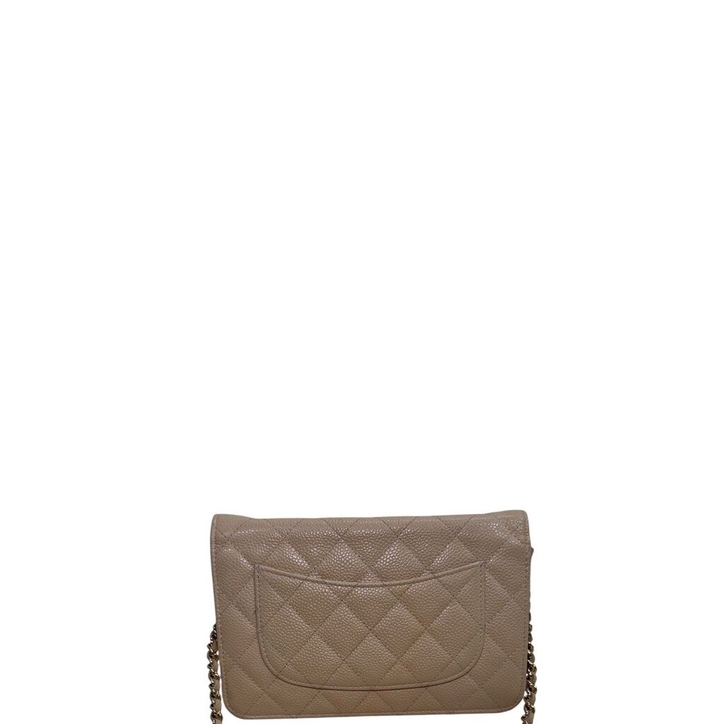 Chanel Caviar Quilted Wallet On Chain WOC Tan Beige