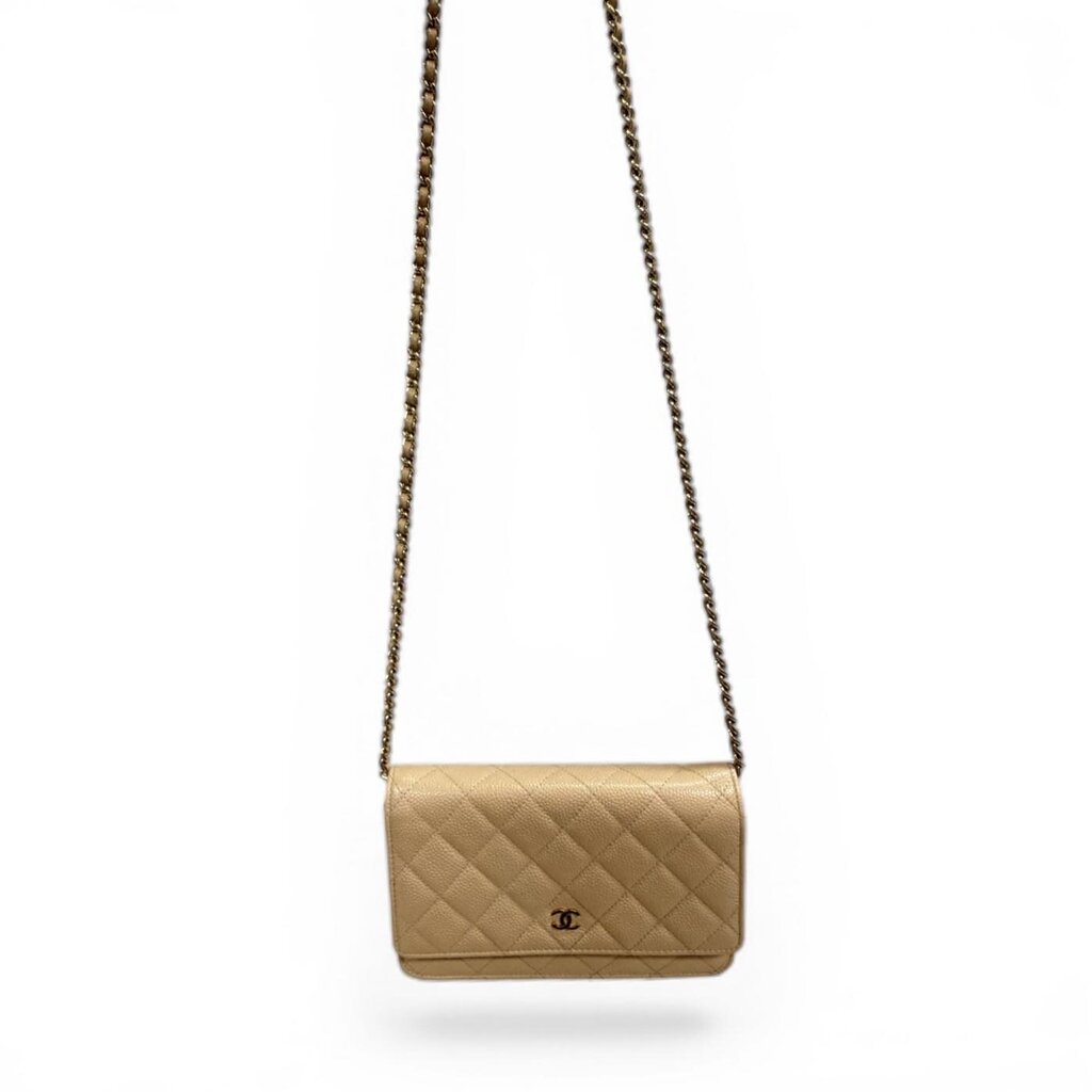 Chanel Caviar Quilted Wallet On Chain WOC Tan Beige