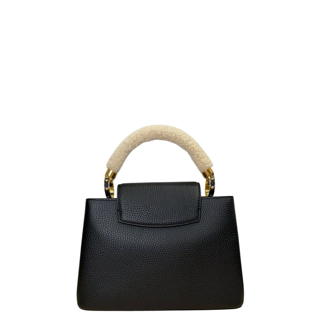 Louis Vuitton LV Capucines Shearling Top Handle Jewel Shoulder Bag Black BB