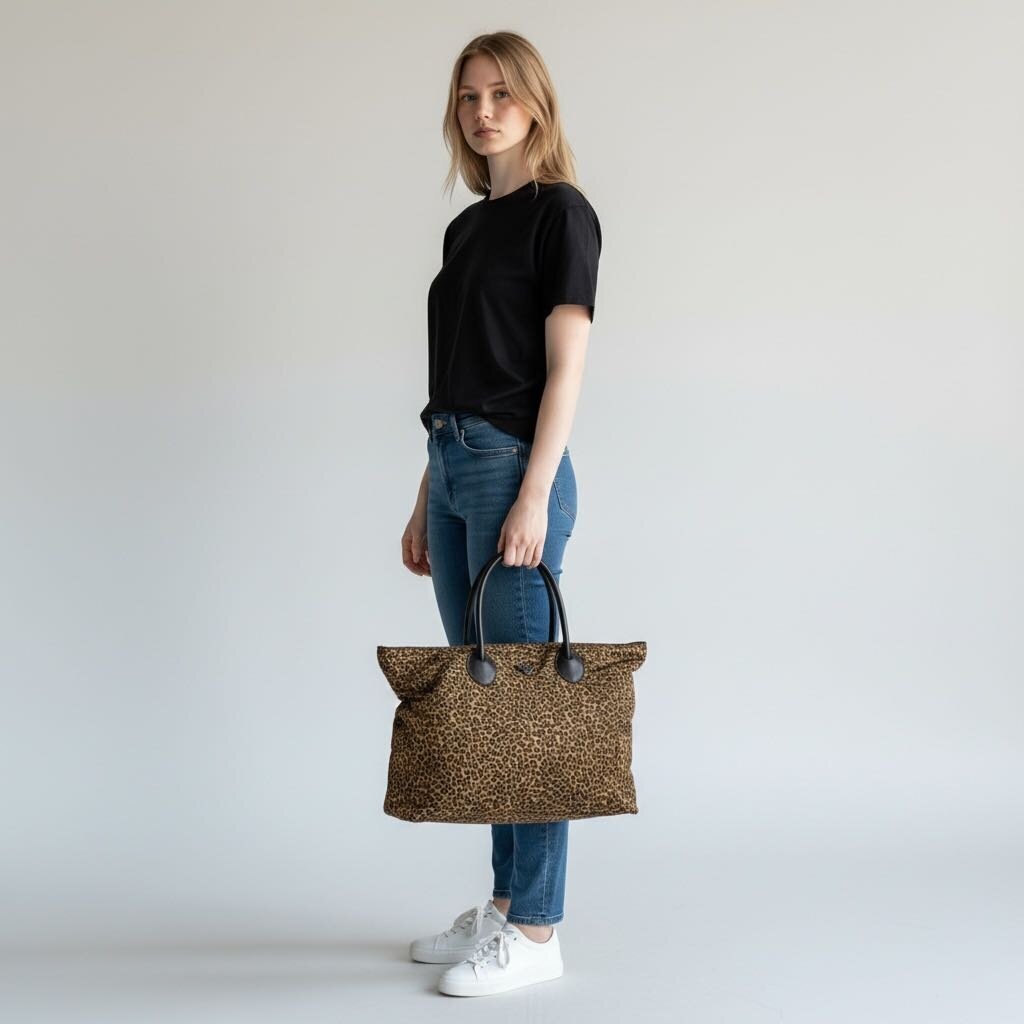Bottega Veneta Nylon Print Tote Leopard